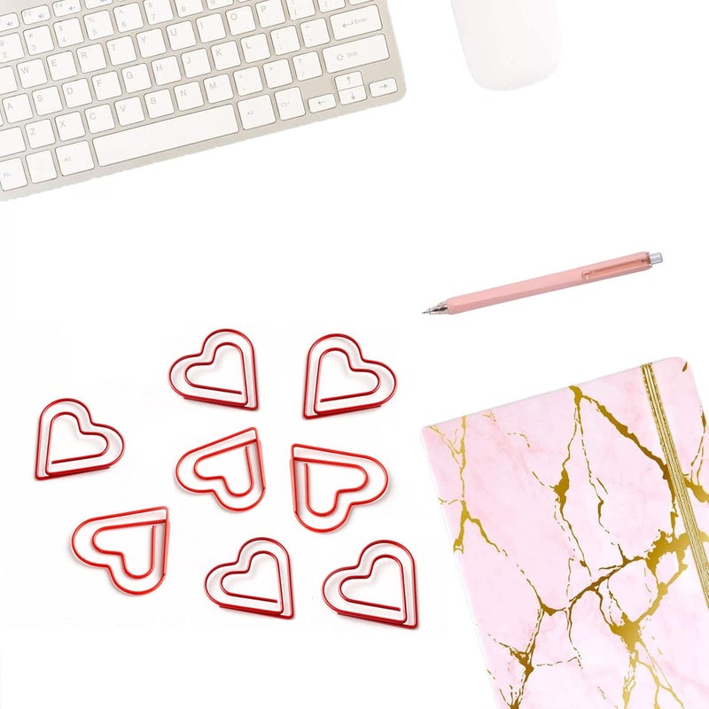 COUKASO Paper Clips Cute Red Love Heart Shaped Paper Clip for Invitation Card Notebook Files Work Bookmark (50 Pcs Red Love Heart) - Image 4